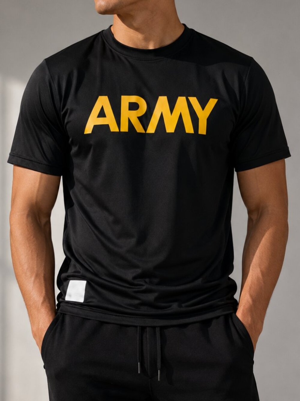 U.S. Army APFU PT Shirt Black Gold Performance Tee Small